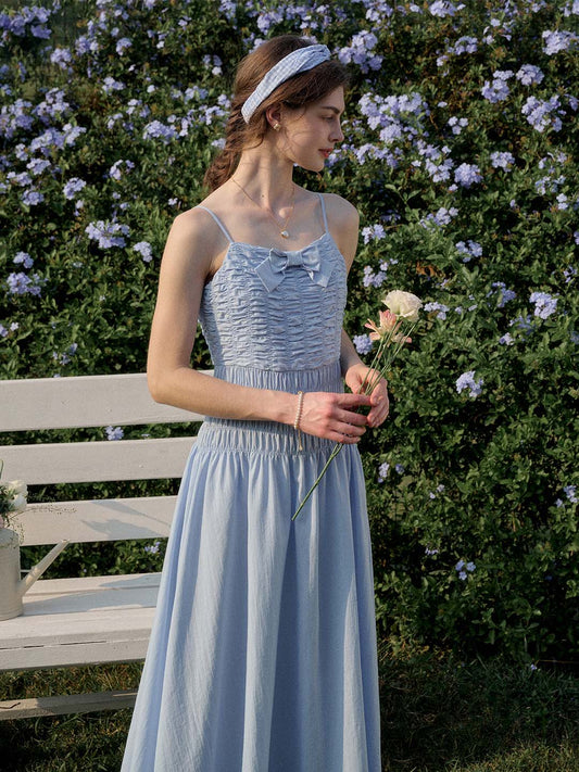 Avayah蝴蝶結褶皺吊帶裙