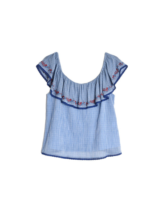 Amelia 荷葉邊領花卉刺繡上衣