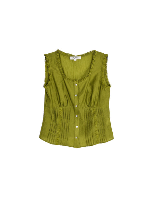 Vivienne 圓領腰蕾絲萊賽爾上衣