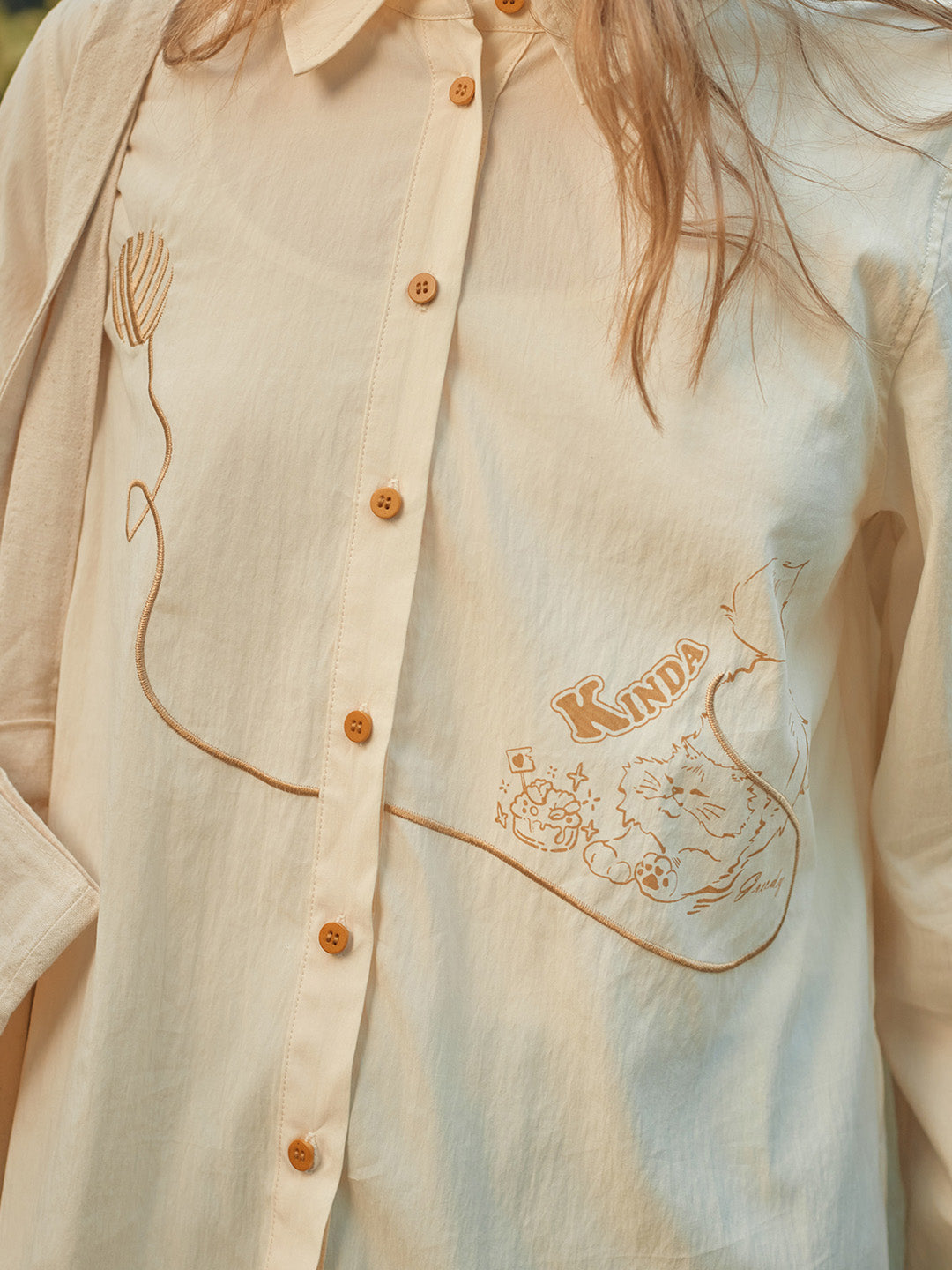 Keira 翻領刺繡襯衫 - 黃色
