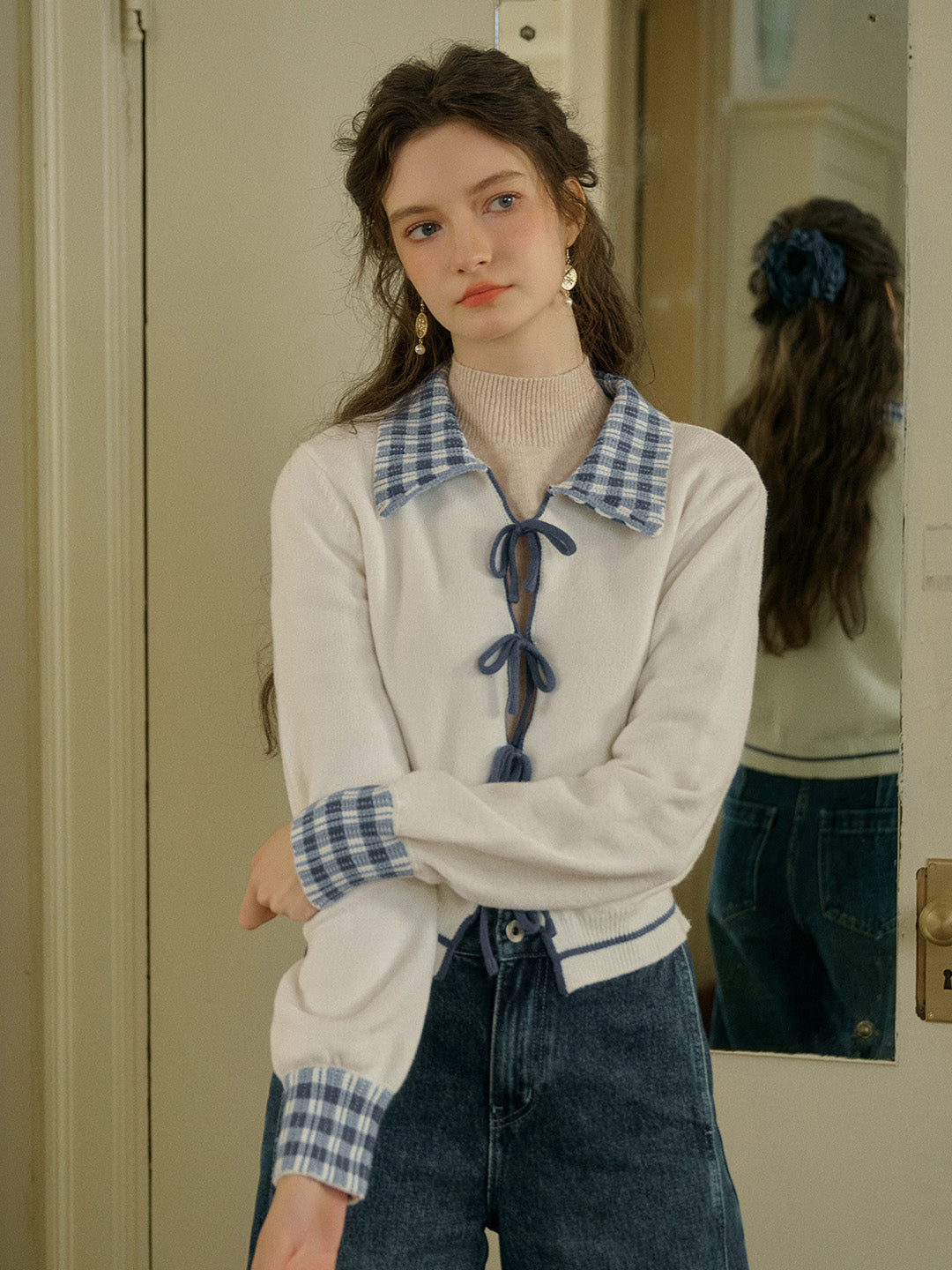 Rosie 寬領繫帶開襟衫