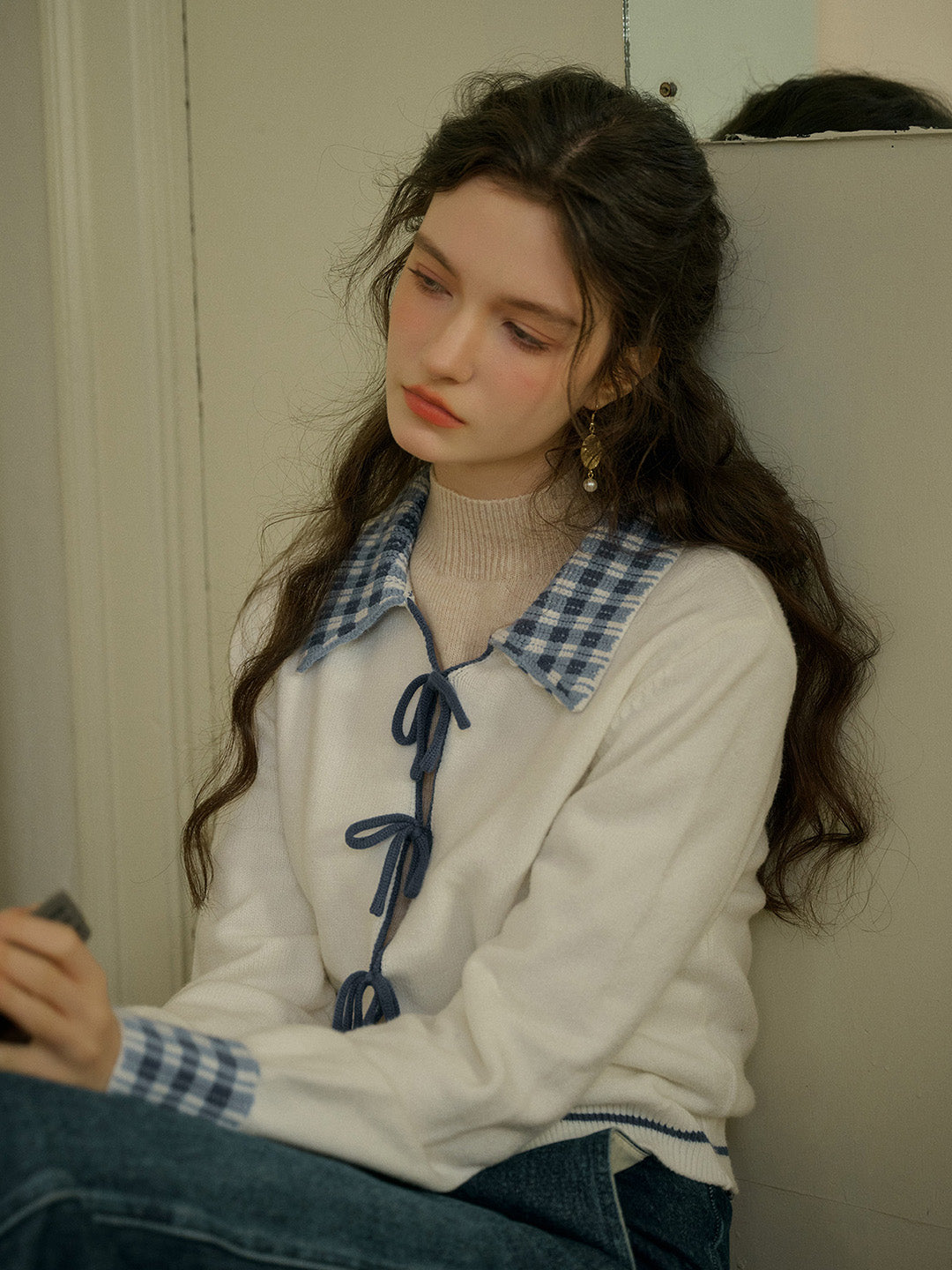 Rosie 寬領繫帶開襟衫