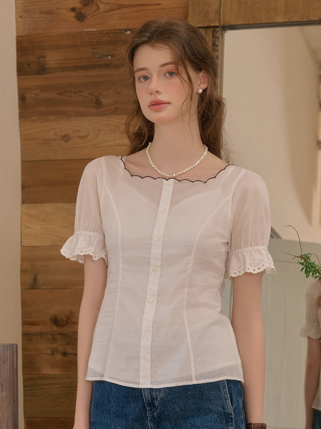 Willa 方領雙面穿棉質上衣