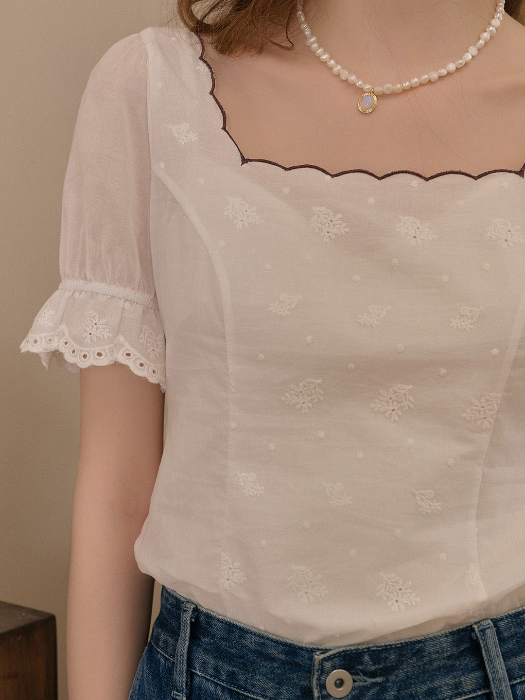 Willa 方領雙面穿棉質上衣