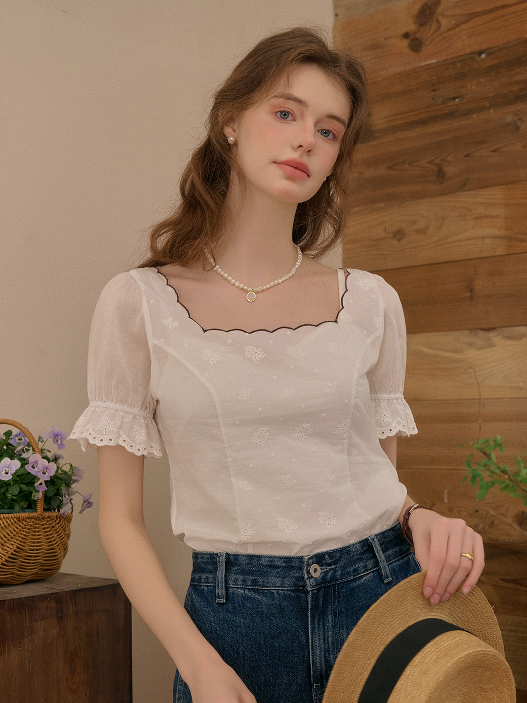 Willa 方領雙面穿棉質上衣