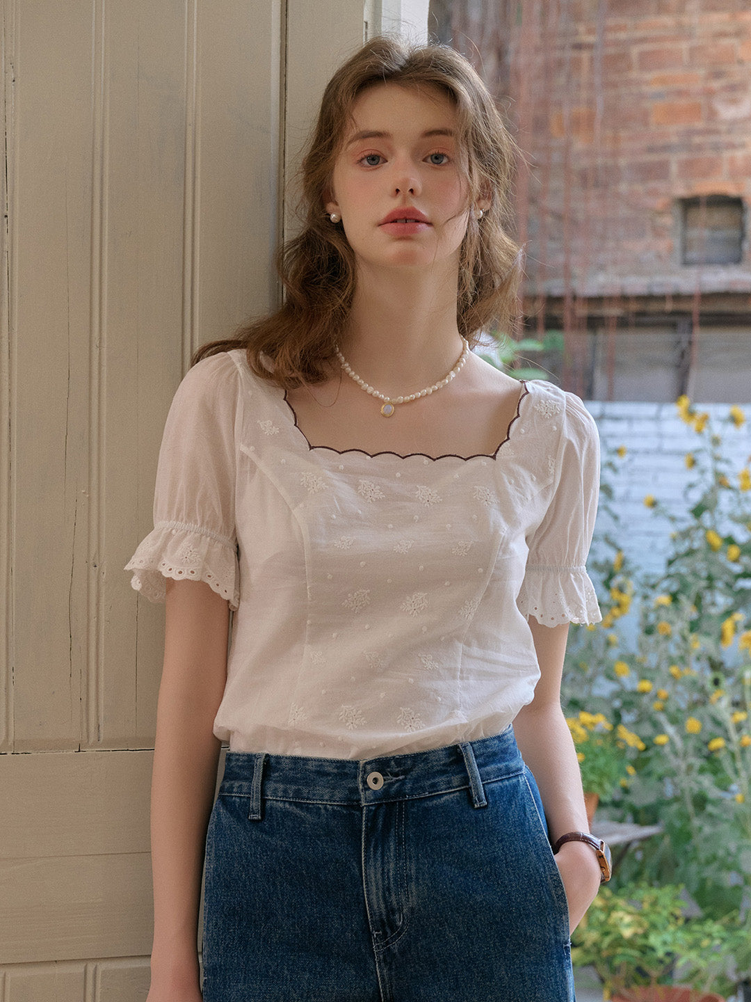Willa 方領雙面穿棉質上衣