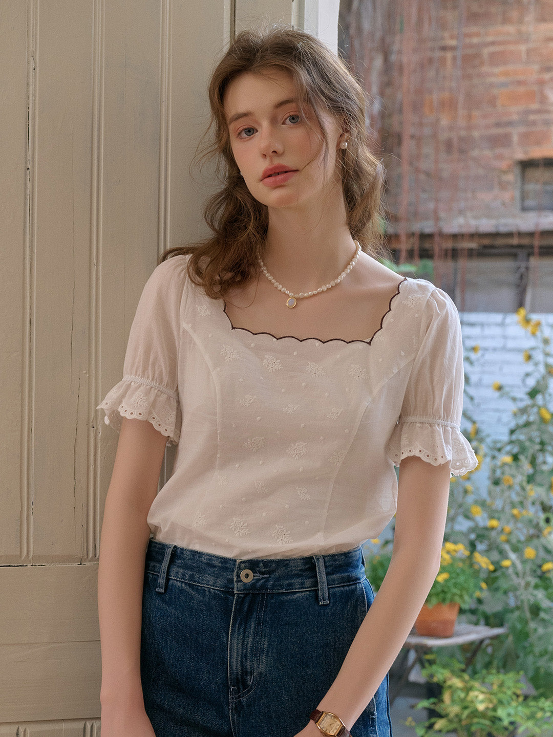 Willa 方領雙面穿棉質上衣