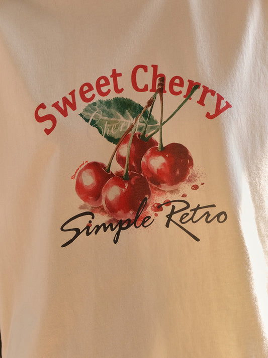 Sera 圓領復古印花100%純棉T恤