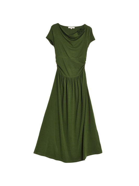 Bella 垂墜領口 3D 玫瑰連身裙