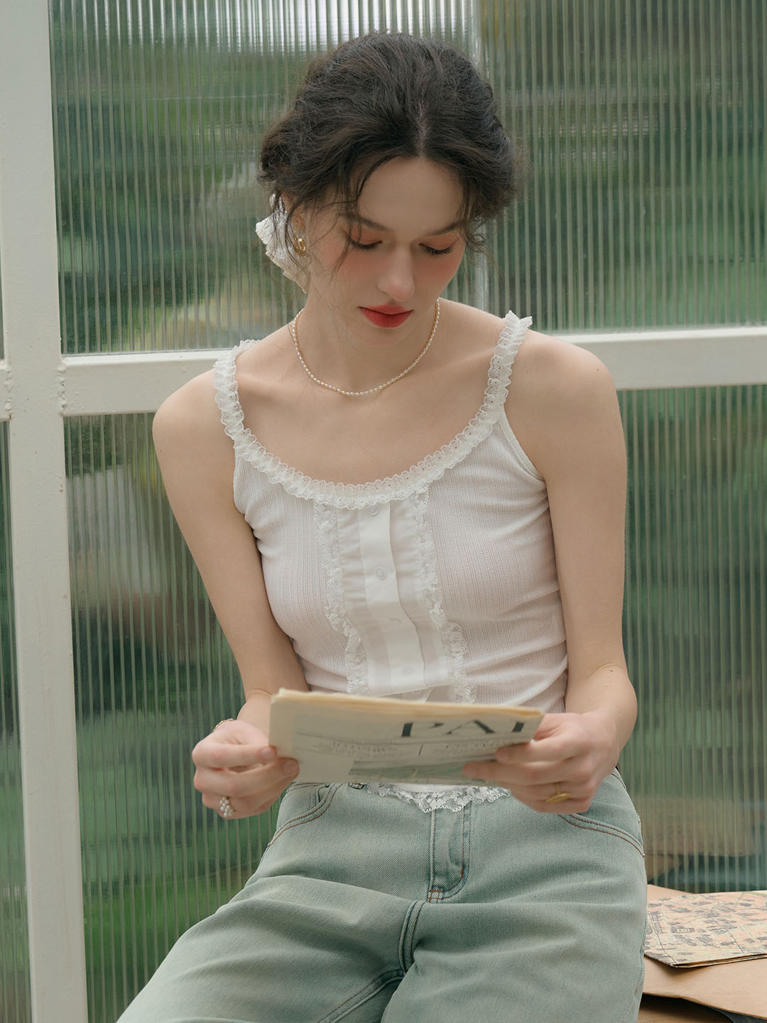 Briella 甜美蕾絲圓領吊帶上衣