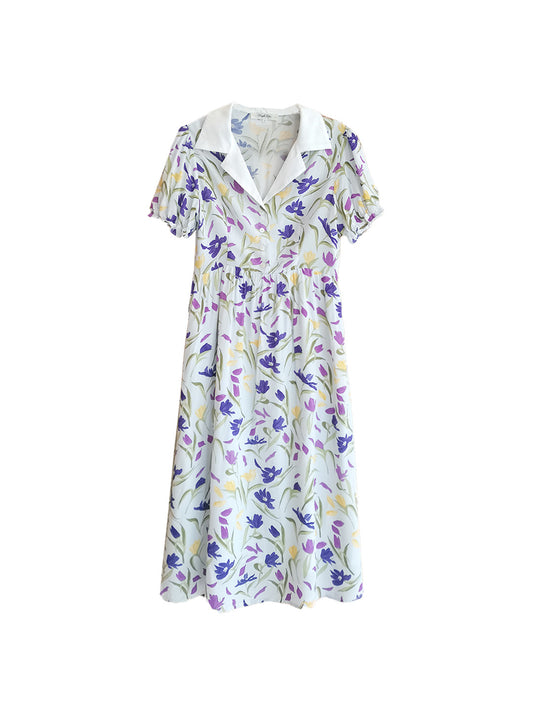 Irene 法式復古V領碎花洋裝