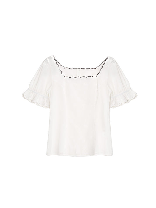 Willa 方領雙面穿棉質上衣