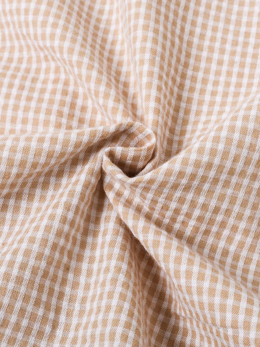 Briana 雙排扣波浪刺繡格紋純棉半身裙