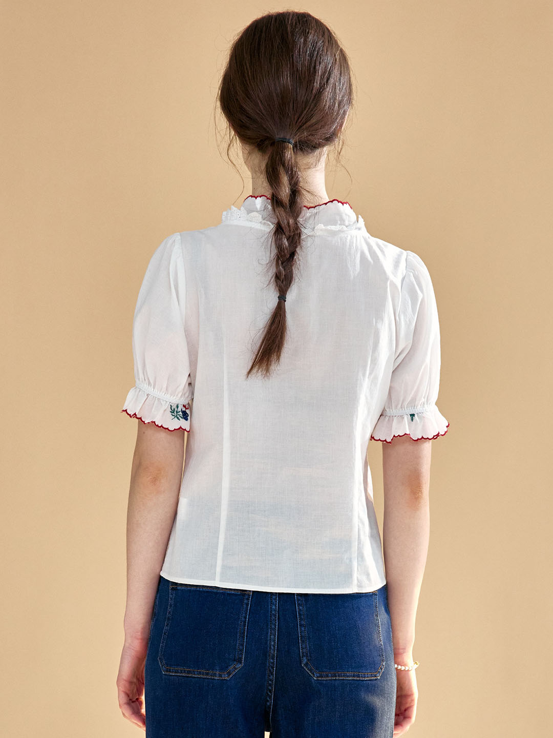 Rivka 騎馬領刺繡花邊襯衫