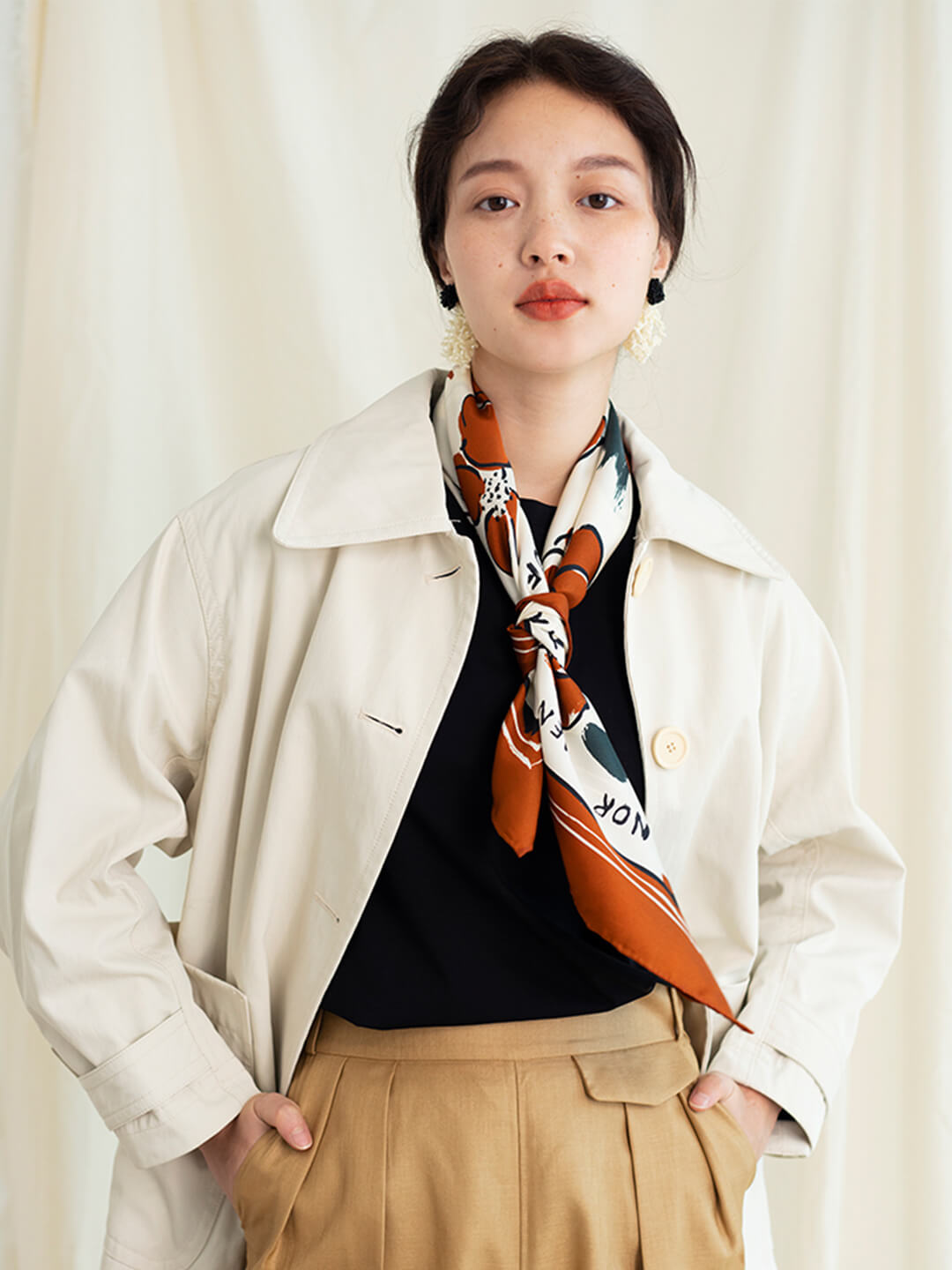 Chowxiaodou 原創彩虹女孩真絲斜紋綢方形絲巾