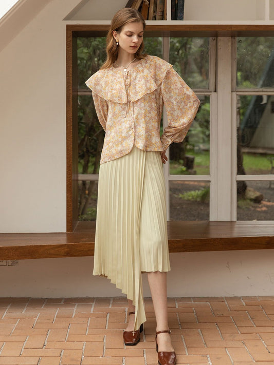 Nyla 雪紡一片式不規則壓褶半身裙