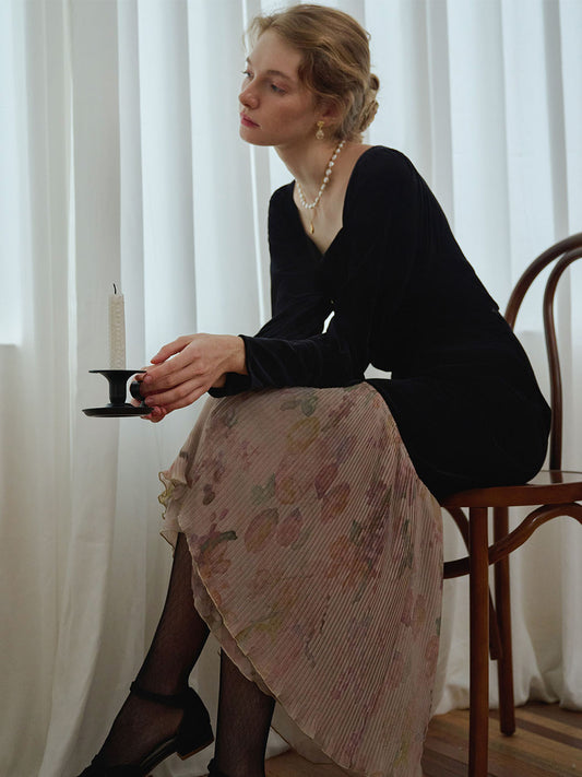 Sadie 花卉印花心型領洋裝