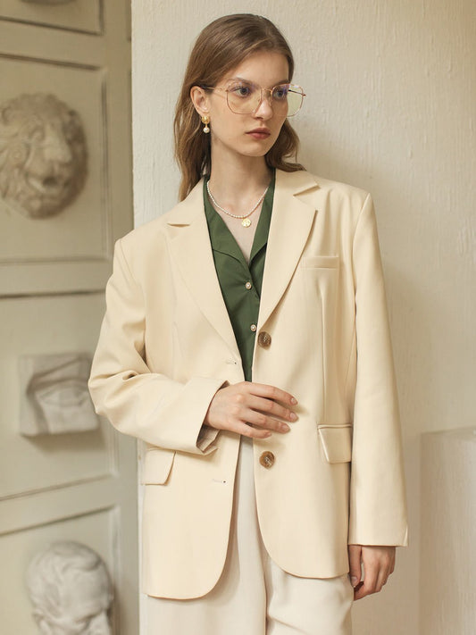 Scarlett單排釦復古寬鬆西裝外套/Simple Retro/11240