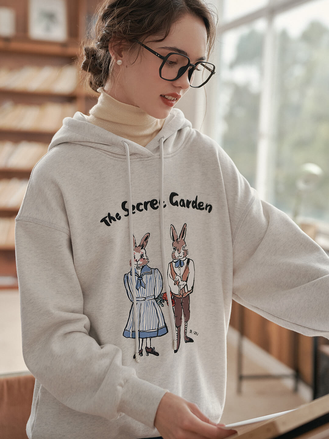 兔子刺繡連帽衛衣
