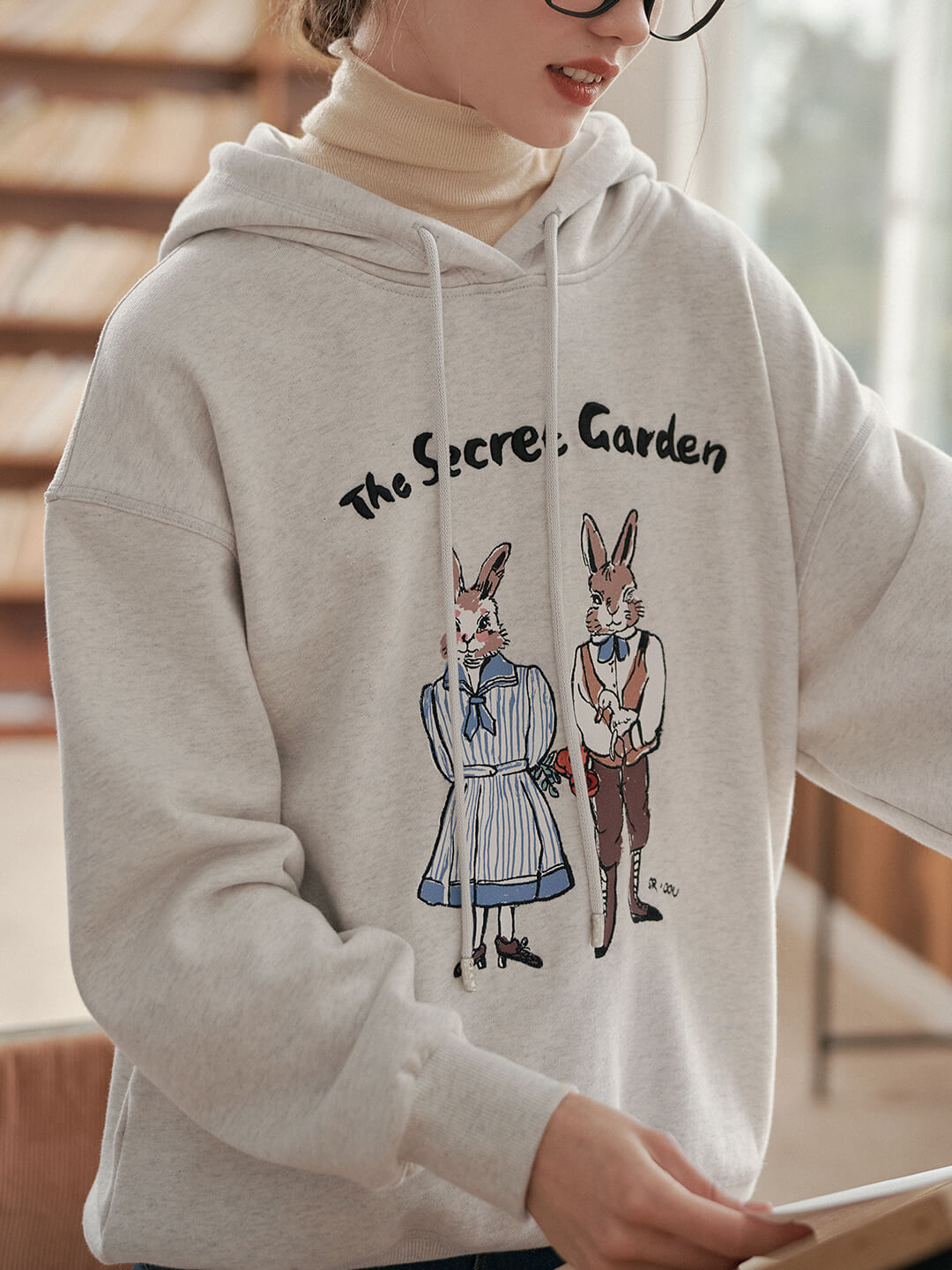 兔子刺繡連帽衛衣