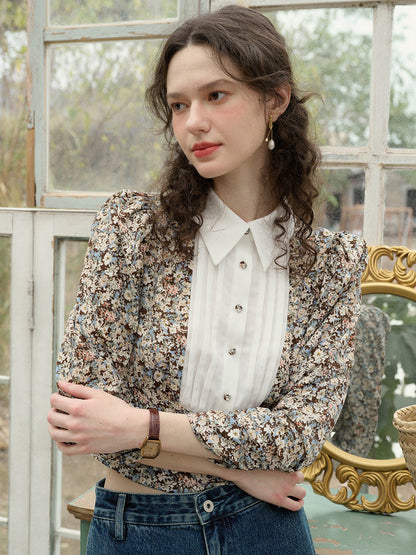 【Final Sale】Penny Lapel Floral Patchwork Blouse