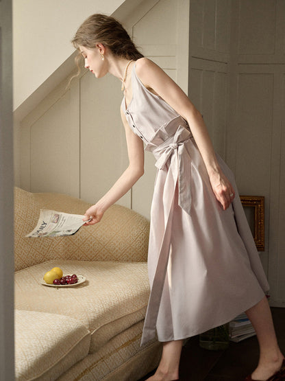 【Final Sale】Mila Bateau Neck Sleeveless Cotton Dress - Gray