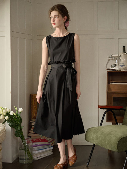 【Final Sale】Mila Bateau Neck Sleeveless Cotton Dress - Gray