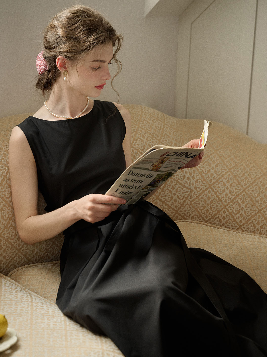 【Final Sale】Mila Bateau Neck Sleeveless Cotton Dress - Gray
