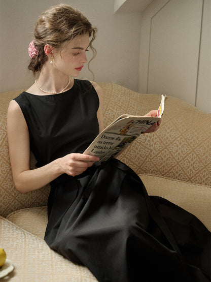 【Final Sale】Mila Bateau Neck Sleeveless Cotton Dress - Gray