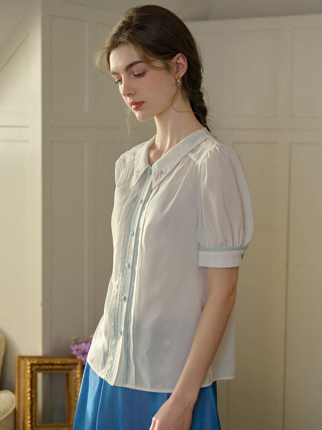 Maia 碎花泡泡袖襯衫
