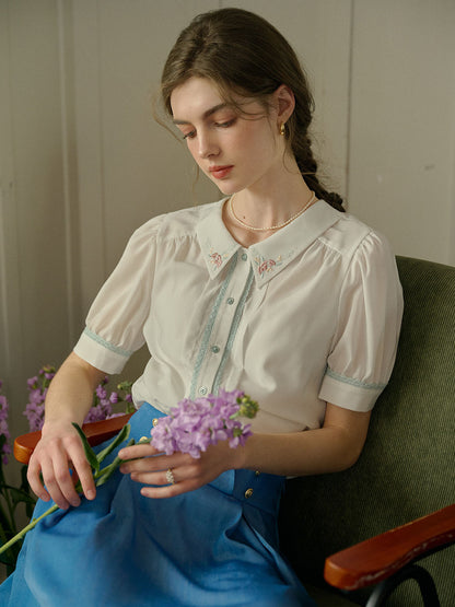 Maia 碎花泡泡袖襯衫