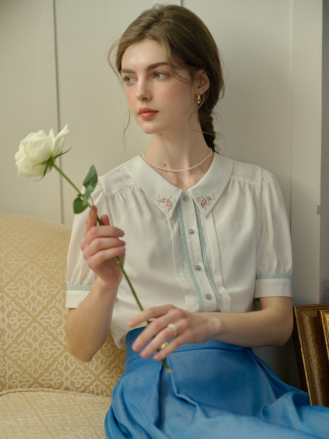 Maia 碎花泡泡袖襯衫