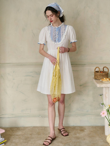 Katie 圓領 100% 泡泡袖棉質洋裝