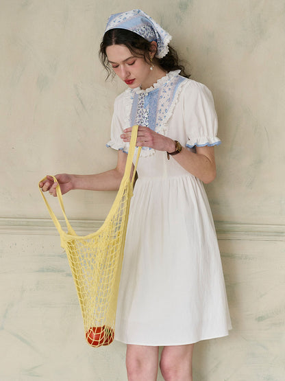 Katie 圓領 100% 泡泡袖棉質洋裝