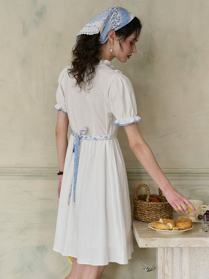 Katie 圓領 100% 泡泡袖棉質洋裝