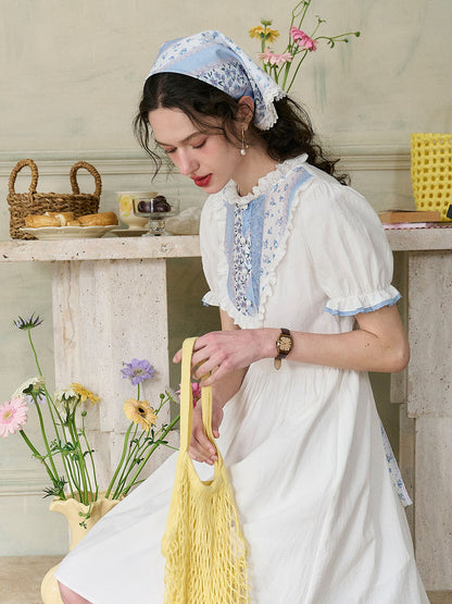 Katie 圓領 100% 泡泡袖棉質洋裝