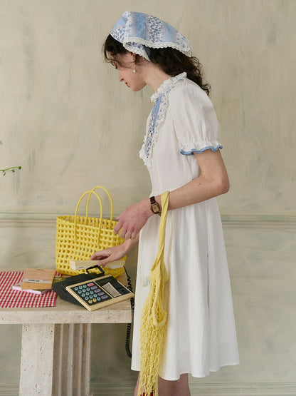 Katie 圓領 100% 泡泡袖棉質洋裝