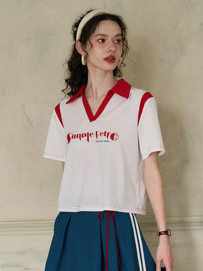 【Final Sale】Clarissa V-Neck SR Logo T-shirt