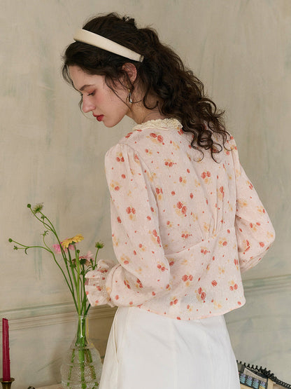 【Final Sale】Laurel V-Neck Floral Blouse - Dark Yellow