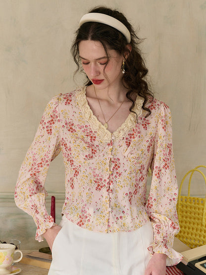 【Final Sale】Laurel V-Neck Floral Blouse - Yellow