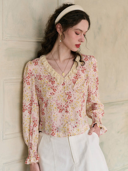 【Final Sale】Laurel V-Neck Floral Blouse - Yellow