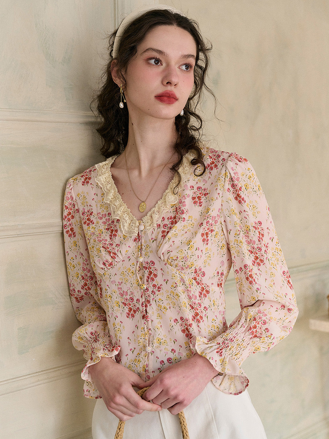 【Final Sale】Laurel V-Neck Floral Blouse - Yellow