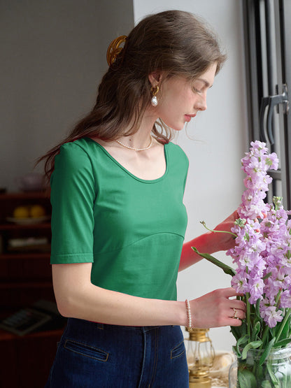 【Final Sale】Indigo Round Neck Knit Top - Green