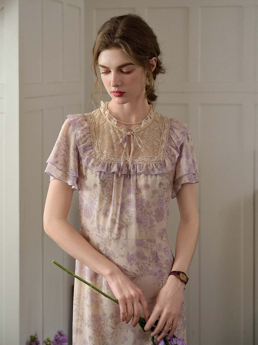 【Final Sale】Abigail Stand Collar Lace Dress