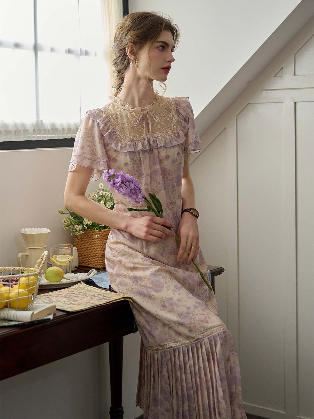 【Final Sale】Abigail Stand Collar Lace Dress