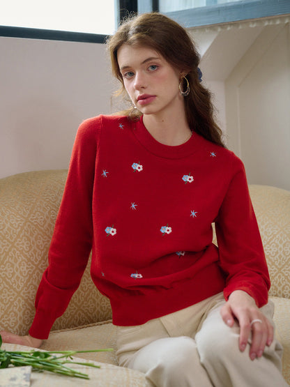 Gracie 圓領刺繡毛衣