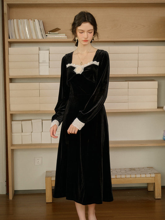 【Final Sale】Valentina Square Collar Rose Dress