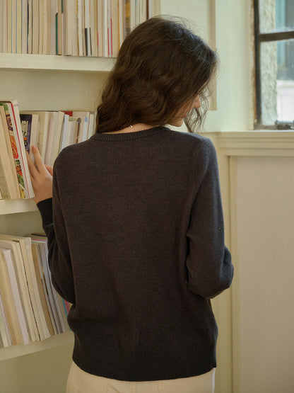 Aria 圓領花卉針織毛衣