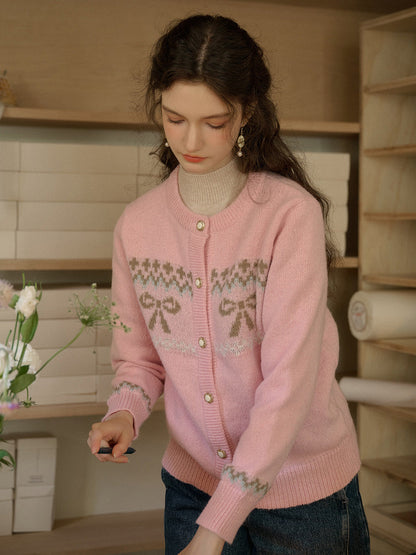 【Final Sale】Zoey Round Neck Bow Patter Sweater