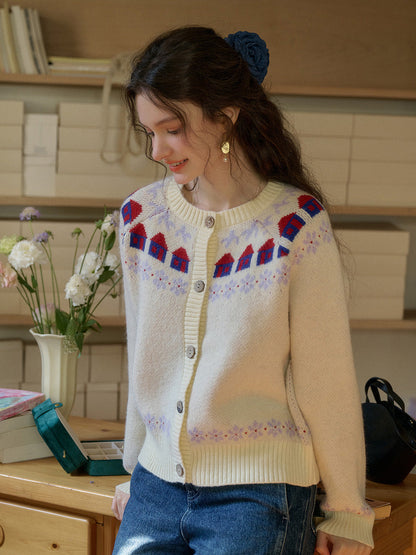 Lorelai 圓領玫瑰毛衣